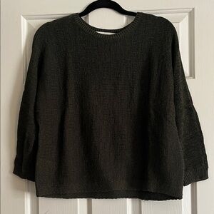 Classic Boxy Knit Sweater in Dark Olive